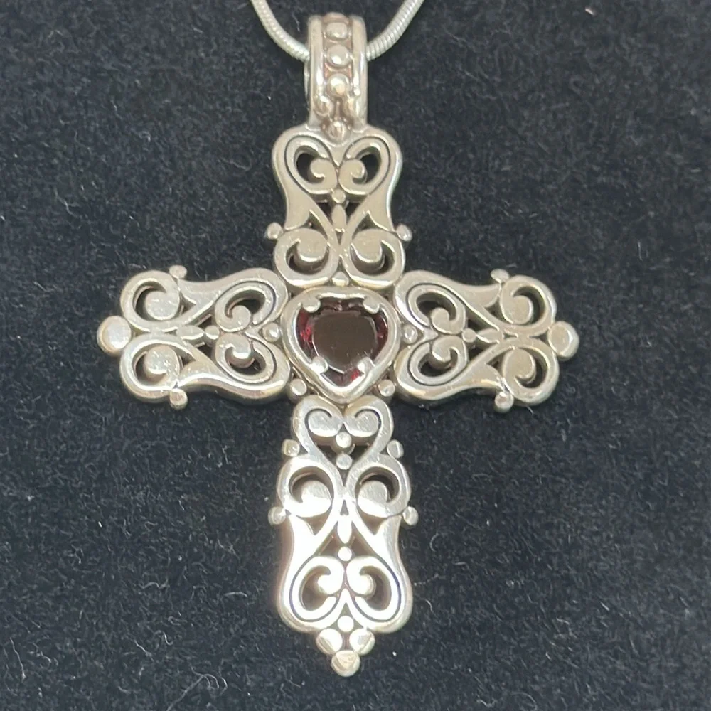 Brighton cross necklace with red crystal